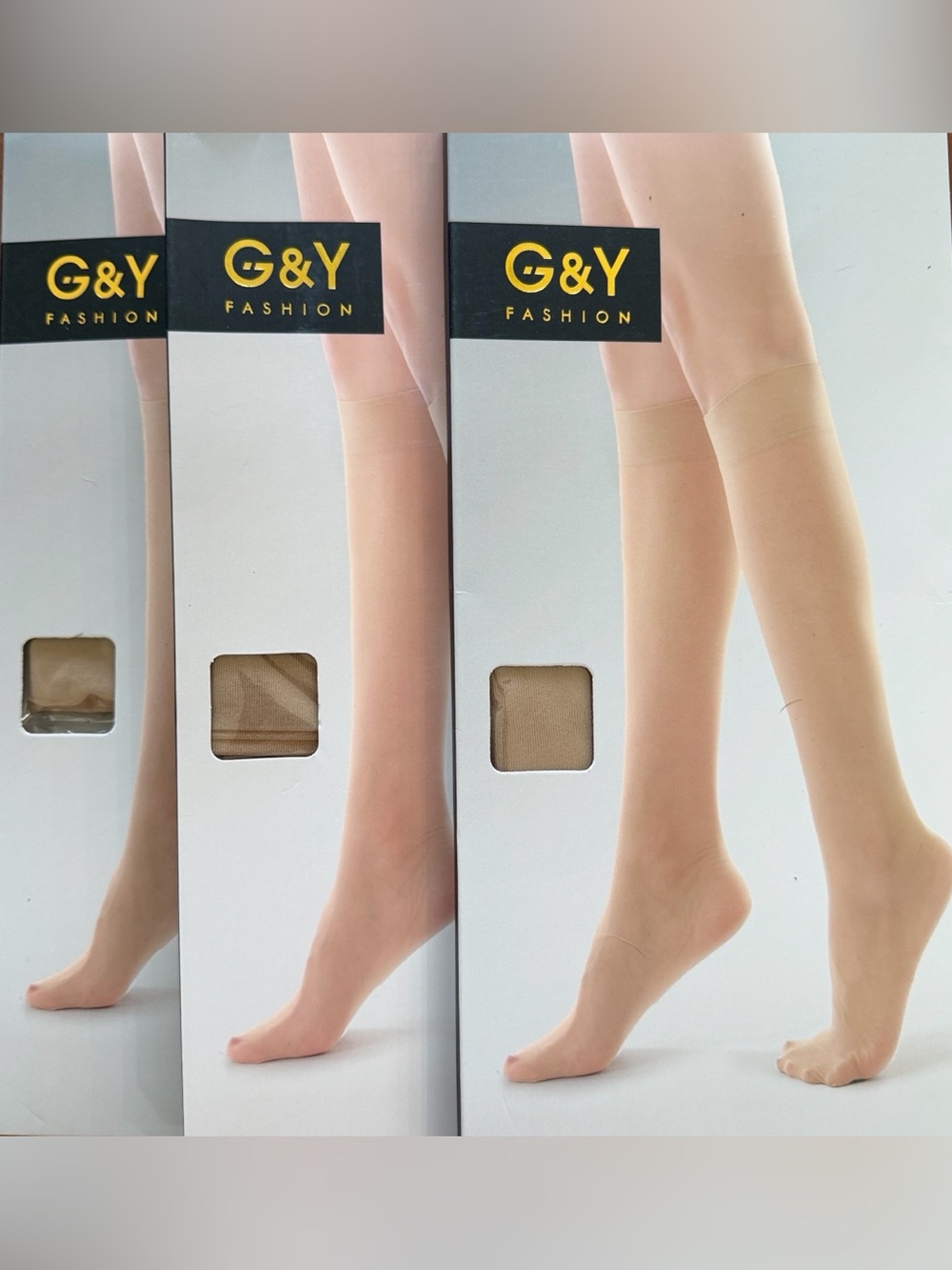 G&Y 18 Pairs Knee High Sheer Stockings 9 Black 9 Nude 3 Boxes New